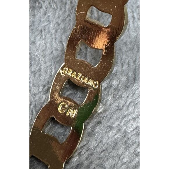 Vintage Graziano Gold Tone Chunky Chain Bangle Bracelet w/ Heart Padlock Charm - Picture 6 of 7